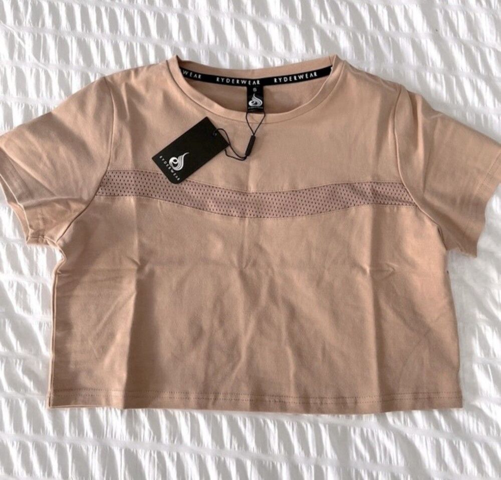 Ryderwear Hybrid Mesh Training Tee In Tan Womens Sz XL